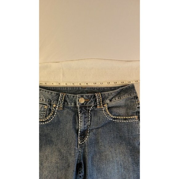 V.s.h Jeans Womens Med Wash Capri Sz 8 Denim Jeans Straight leg 31x19 - Picture 6 of 11